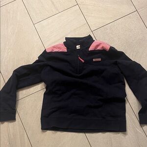 Vineyard Vines Women's Navy and Pink Zip Up Top